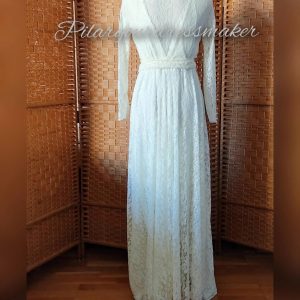 Bridal log sleeves  lace dress