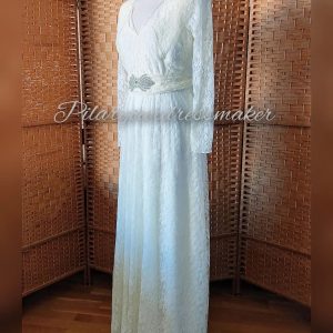 Bridal log sleeves  lace dress