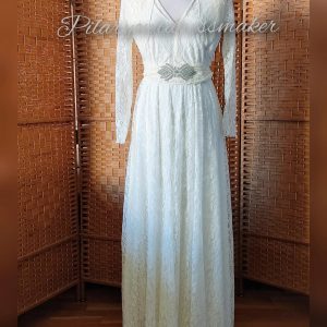 Bridal log sleeves  lace dress