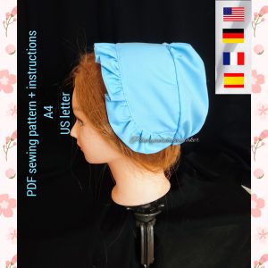 18th century historical hat sewing pattern, adult size, A4, US letter, confident beginner