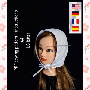 Adult one-size-fits-all cap 50,s sewing pattern PDF, A4, US letter, confident beginner