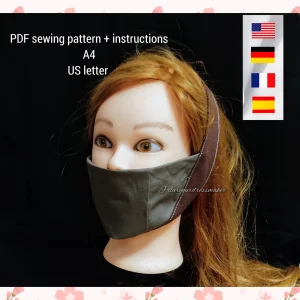 Mask sewing pattern / handmaid's mask pattern / adult size / A4 / US letter