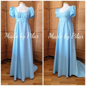 Empire cotton ball gown with train
