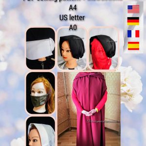 PDF Sewing Patterns with Instructions, Veil, Face Mask, 2 bonnets,wings hat, cape, A4 US Letter A0, Digital Download